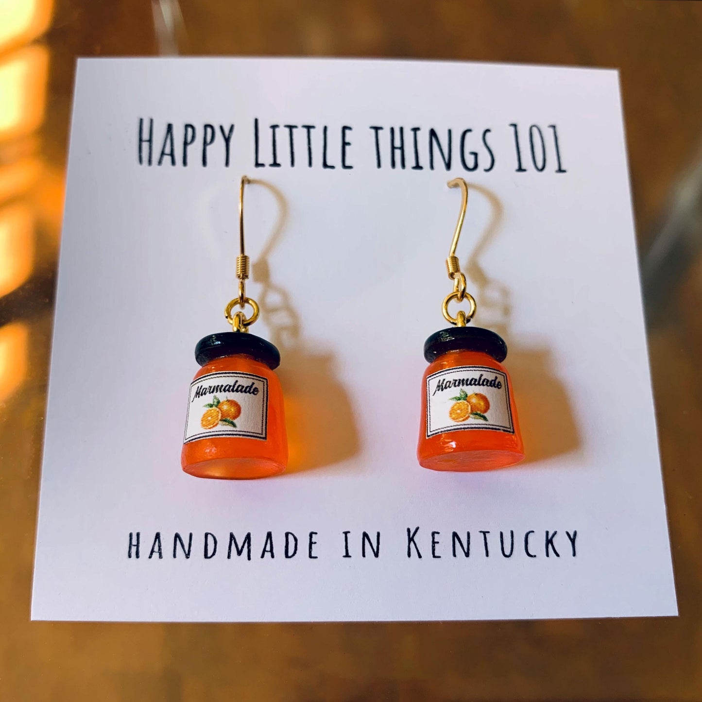 Marmalade Jam Jar Drop Earrings/Faux Jam Earrings/Orange Jam Earrings/Marmalade Jam Lover Gift for Her/Gold Plated/Free Gift Box