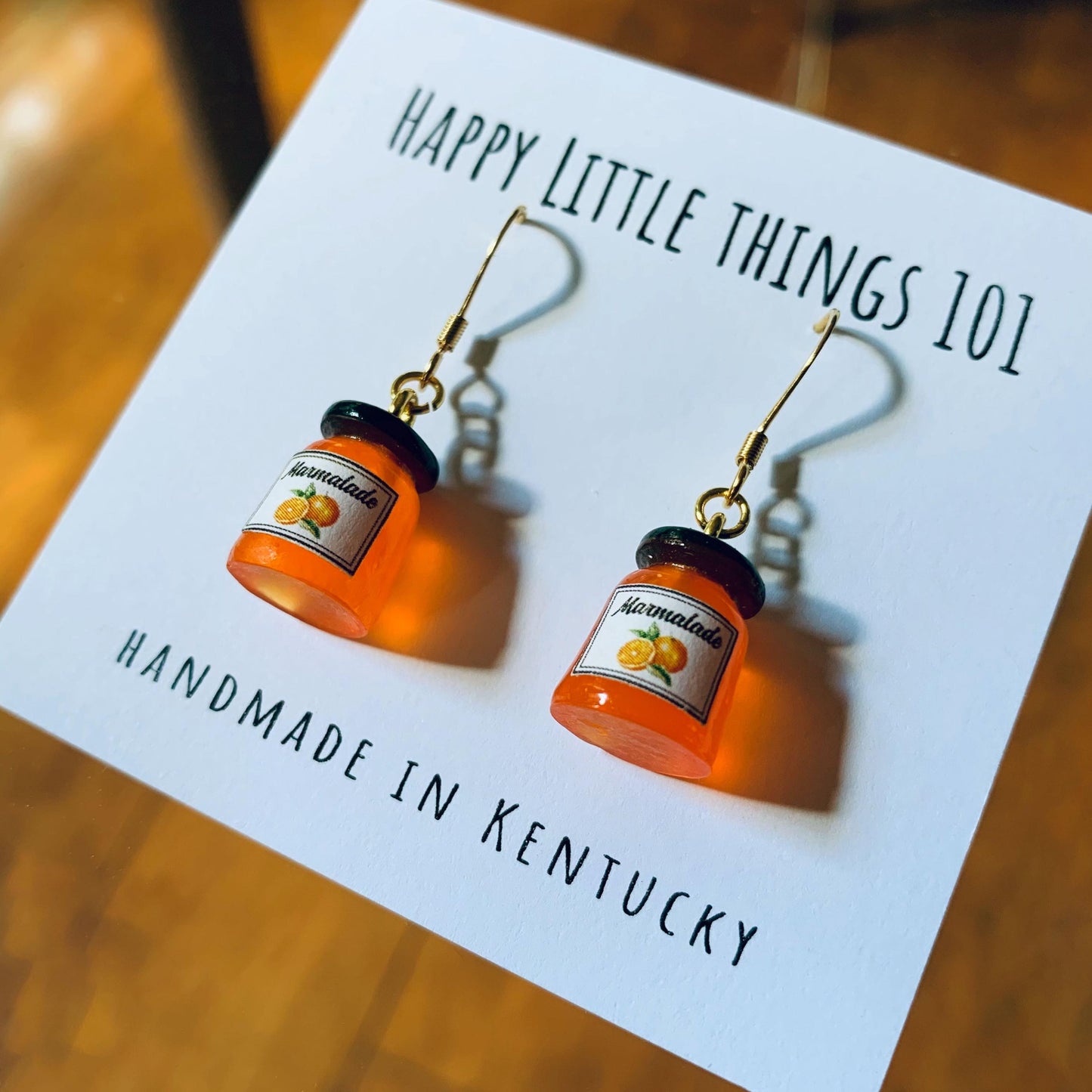 Marmalade Jam Jar Drop Earrings/Faux Jam Earrings/Orange Jam Earrings/Marmalade Jam Lover Gift for Her/Gold Plated/Free Gift Box