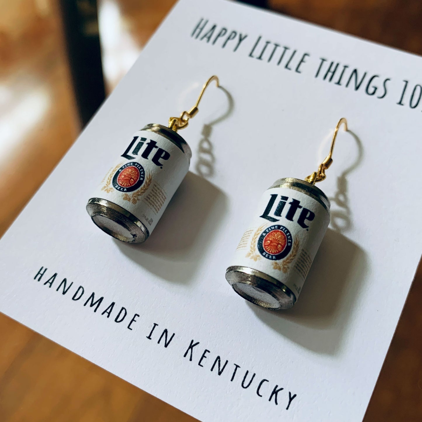 Classic Light Beer Can Drop Earrings/Alcohol Dangle Earrings/Beer Lover Gifts/Miniature earrings/Fun Gift for Her/18K Gold Plated/Free Gift