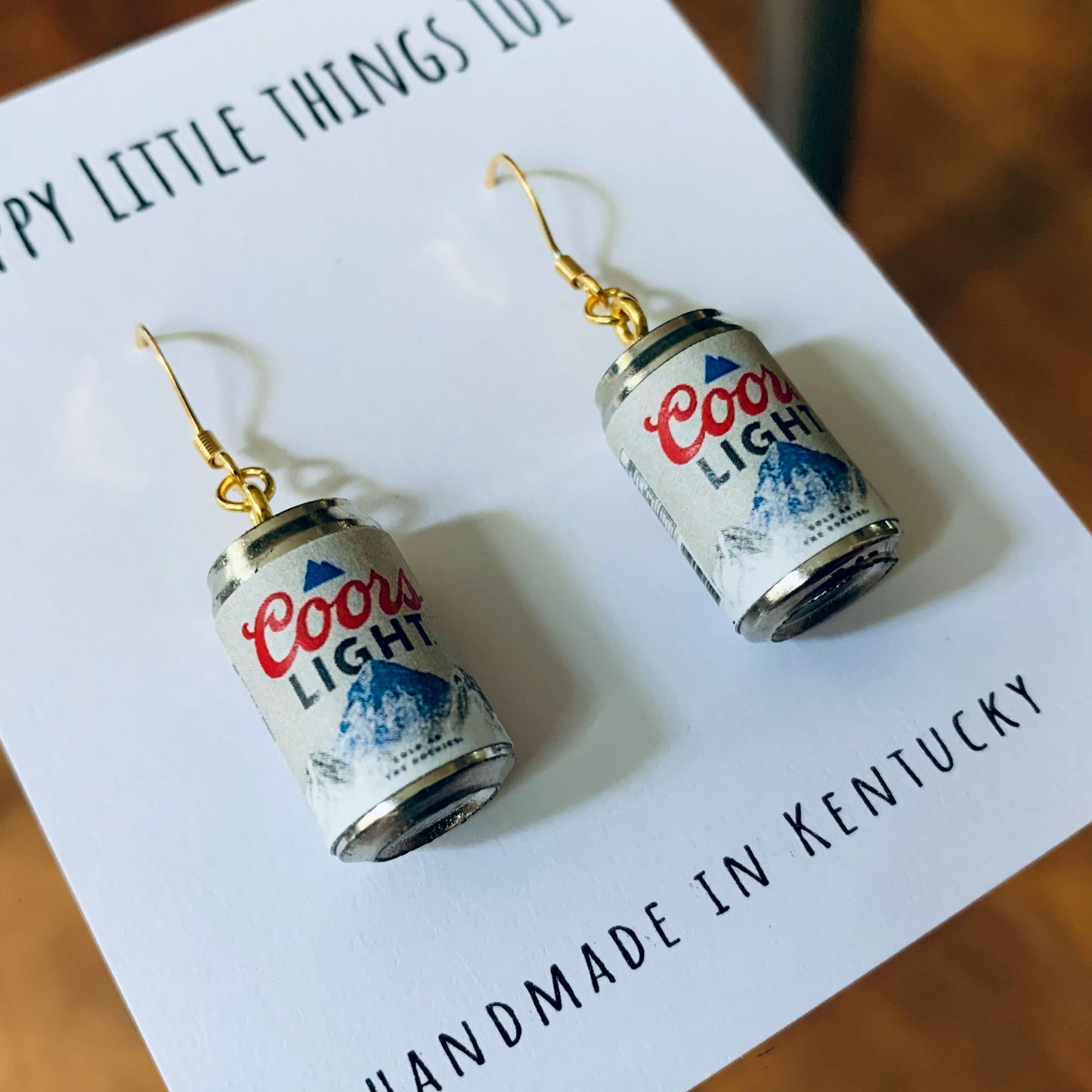 Classic Light Beer Can Drop Earrings/Alcohol Dangle Earrings/Beer Lover Gifts/Miniature earrings/Fun Gift for Her/18K Gold Plated/Free Gift