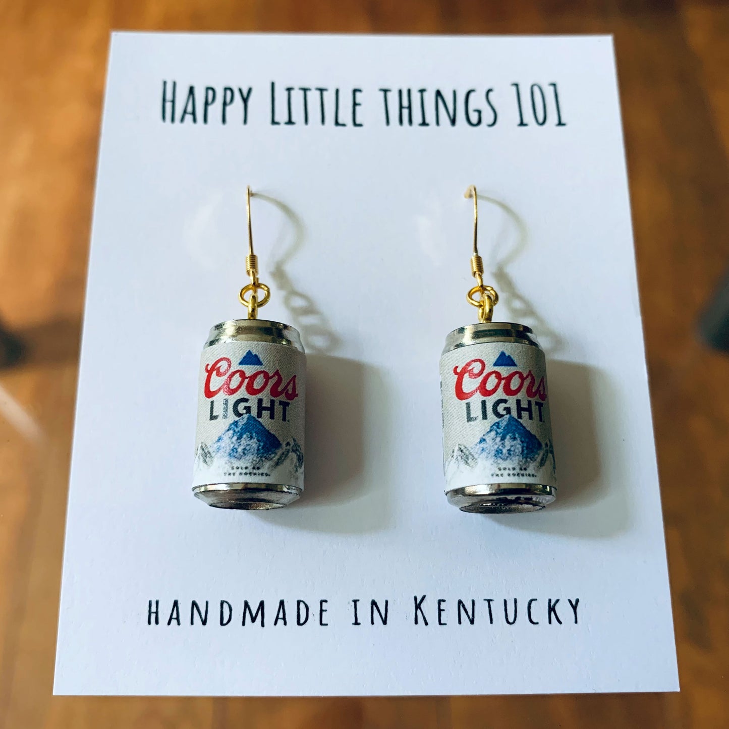 Classic Light Beer Can Drop Earrings/Alcohol Dangle Earrings/Beer Lover Gifts/Miniature earrings/Fun Gift for Her/18K Gold Plated/Free Gift