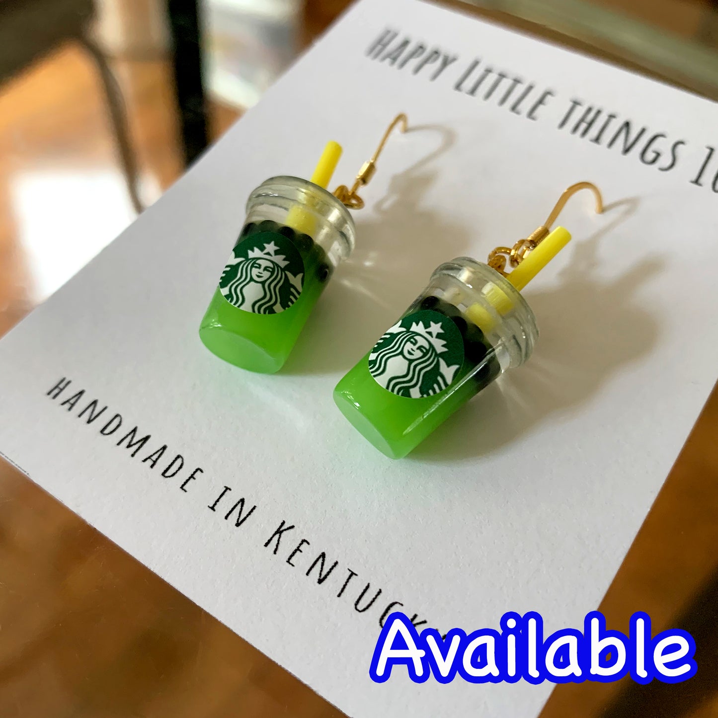 Starbucks Inspired Matcha Green Tea Frappuccino Earrings/Matcha Lover Gifts/Cute & Fun Gift for Her/18K Gold Plated/Free Gift Box