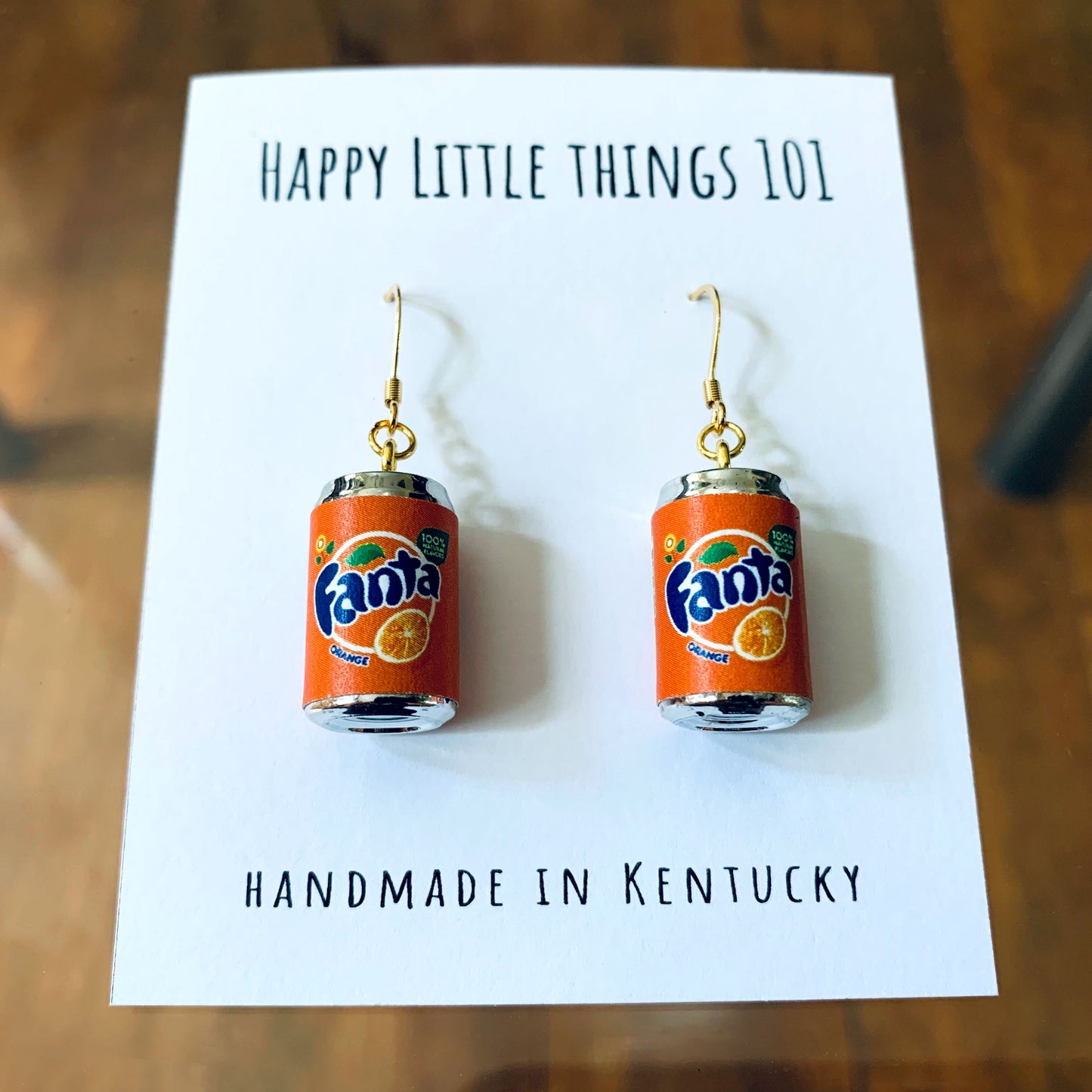 Classic Orange Soda Can Drop Earrings/Soda Can Dangle Earrings/Soda Lover Gifts/Miniature earrings/Fun Gift for Her/18K Gold Plated/Free Gift