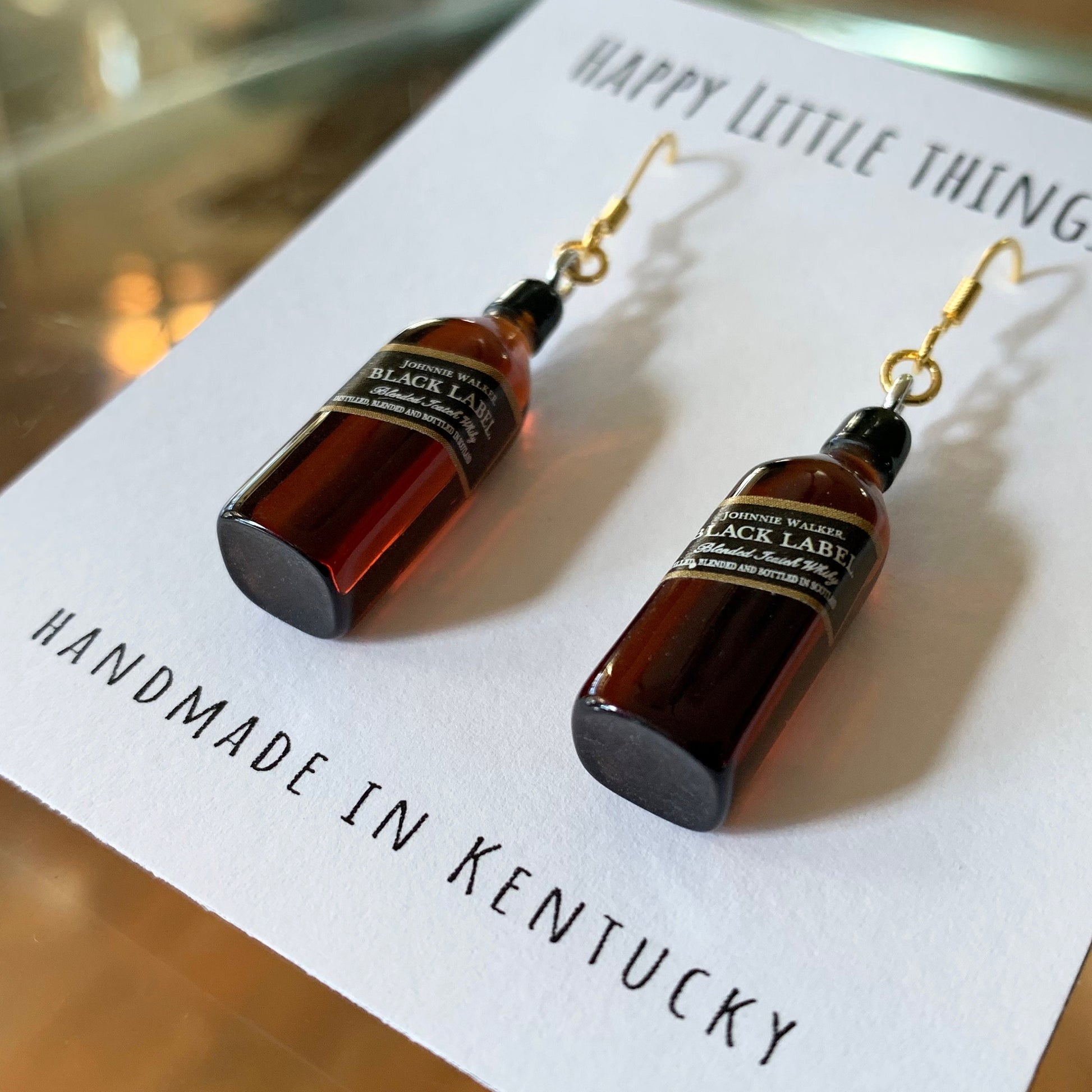 Whisky Bottle Earrings/Alcohol Bottle Accessories/Liquor Earrings/Whisky Lover Gift for Her/Fun Earrings/18K Gold Plated/Free Gift Box