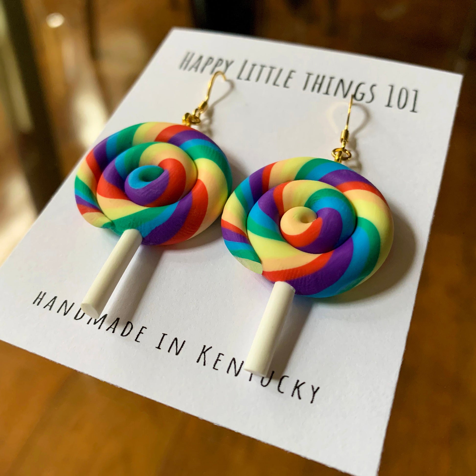 Rainbow Lollipop Earrings/St Patrick's Day Earrings/LGBT Earrings/Candy Accessories/Cute & Fun Gift for Her/18K Gold Plated/Free Gift Box