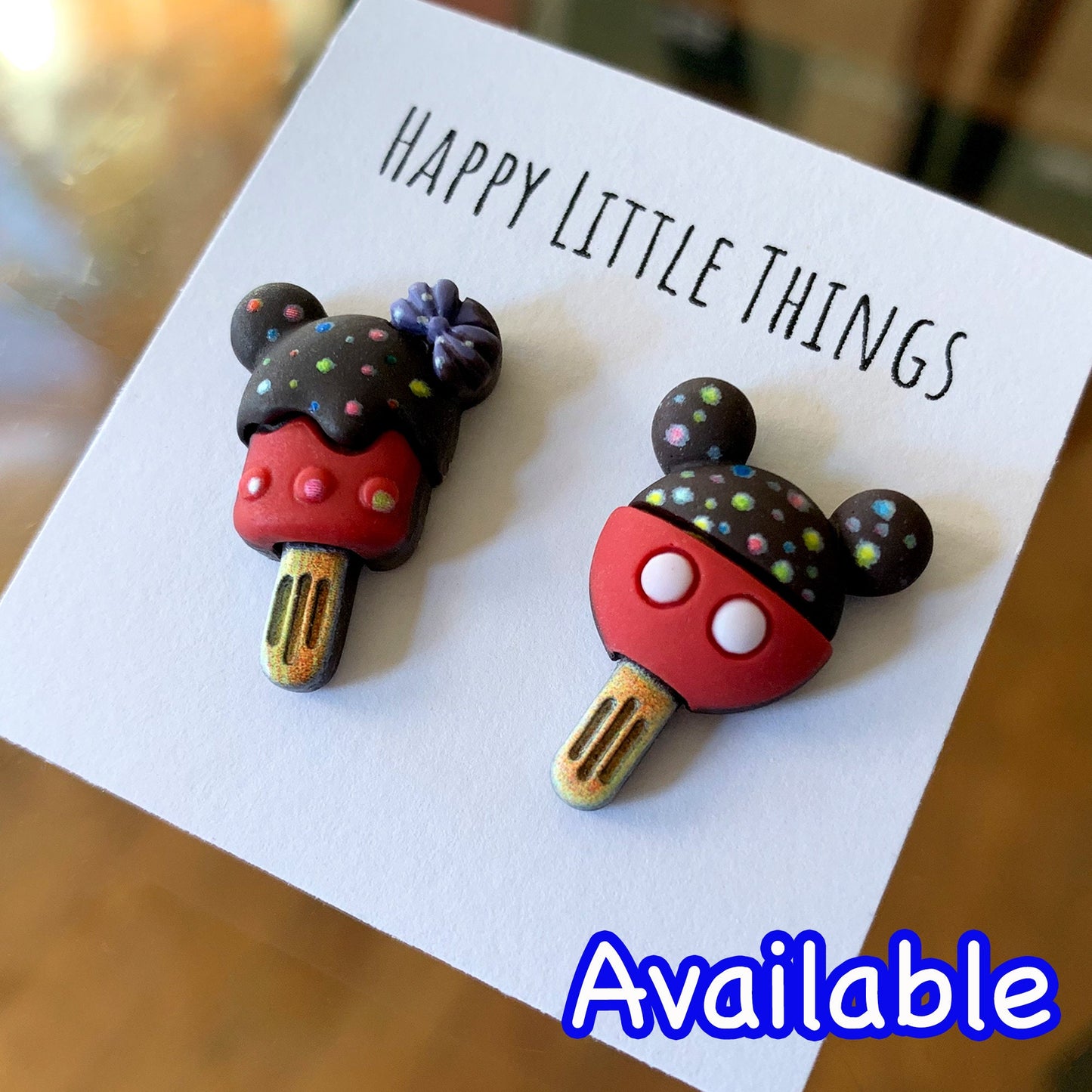 Mickey & Minnie Mouse Cupcake Earrings/Cute and Fun Earrings/Disney Lover Gift for Her/Sweets Earrings/18K Gold Plated/Free Gift Box