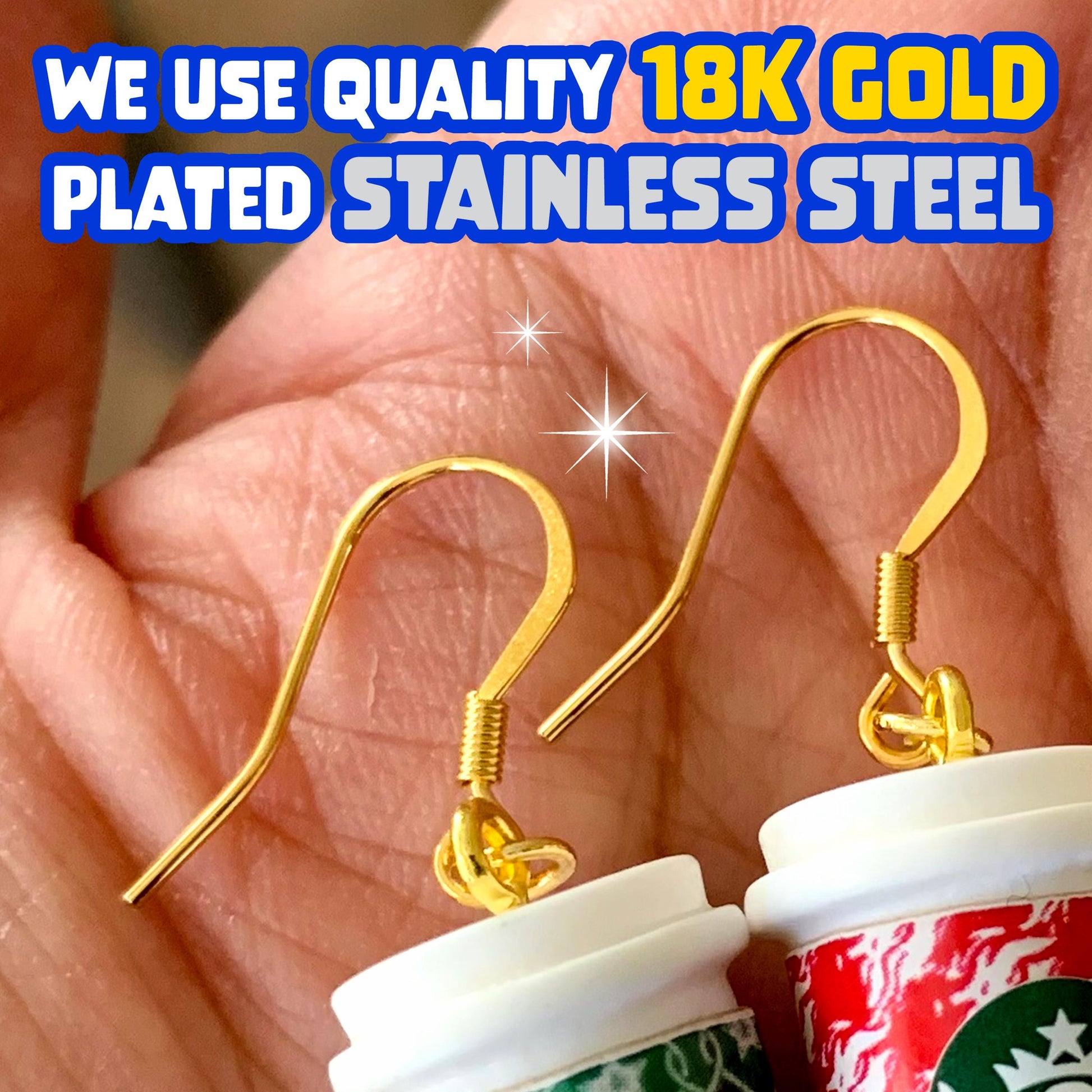 Ketchup Dangle Earrings, Ketchup Drop Earrings, Fun Earrings, Hot Dog Party Earrings, Earrings for BBQ Party, 18K Gold Plated, Free Gift